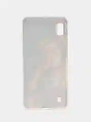 Светло-бежевый силиконовый чехол на Samsung Galaxy A10 / Самсунг А10 прозрачный с рисунком, защита камеры