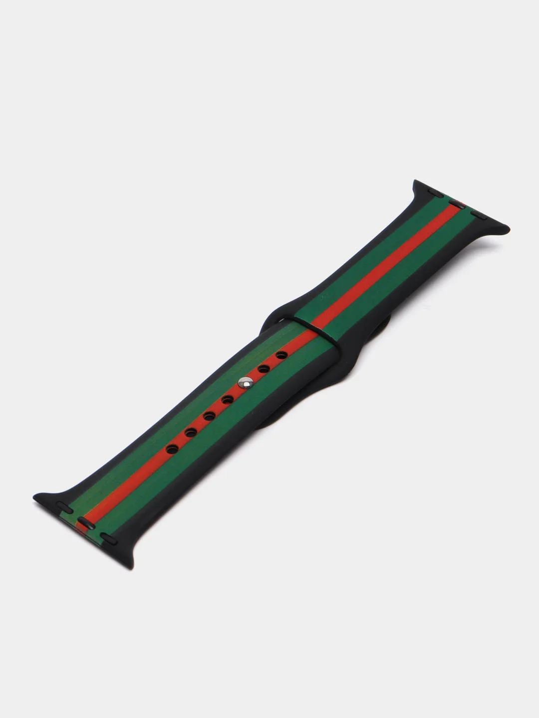 Тёмно-зелёный силиконовый ремешок для Apple Watch с рисунком