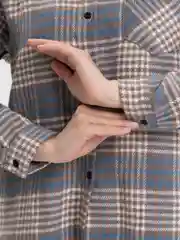Карамельный рубашка в клетку, утепленная, оверсайз