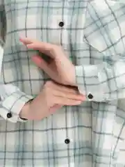 Мятный рубашка в клетку, утепленная, оверсайз