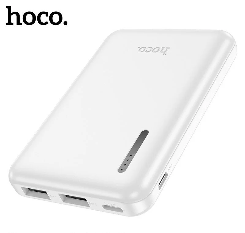 Белый внешний аккумулятор Hoco J115, 2 USB, micro, Type-C, 5000 mAh