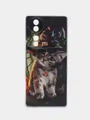 Медный силиконовый чехол на Honor 70 / Хонор 70 прозрачный, с рисунком, защита камеры