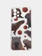 Терракотовый чехол силиконовый на Samsung Galaxy A23 / Самсунг А23 прозрачный с рисунком, защита камеры