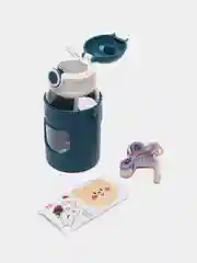 Тёмно-бирюзовый детская бутылочка, поильник для воды с трубочкой, ремень в комплекте, объем 620 мл