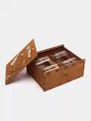 Коричневый подарочный набор: 4 бокала для виски "Бухля", с 3D гравировкой, в деревянной коробке