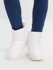 Белый угги женские зимние короткие с мехом дутики теплые
