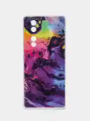 Пурпурный силиконовый чехол на Honor 70 / Хонор 70 прозрачный, с рисунком, защита камеры
