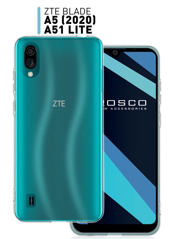 Силиконовый чехол ROSCO для ZTE Blade A5 (2020), A51 LITE с защитой камер и от прилипания