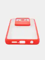 Красный чехол для Poco X3, Poco X3 Pro (Поко Х3) со шторкой для защиты камеры, прозрачный, матовый