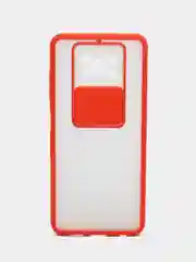 Красный чехол для Poco X3, Poco X3 Pro (Поко Х3) со шторкой для защиты камеры, прозрачный, матовый