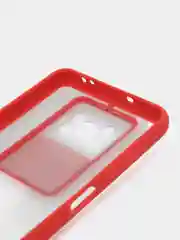 Красный чехол для Poco X3, Poco X3 Pro (Поко Х3) со шторкой для защиты камеры, прозрачный, матовый