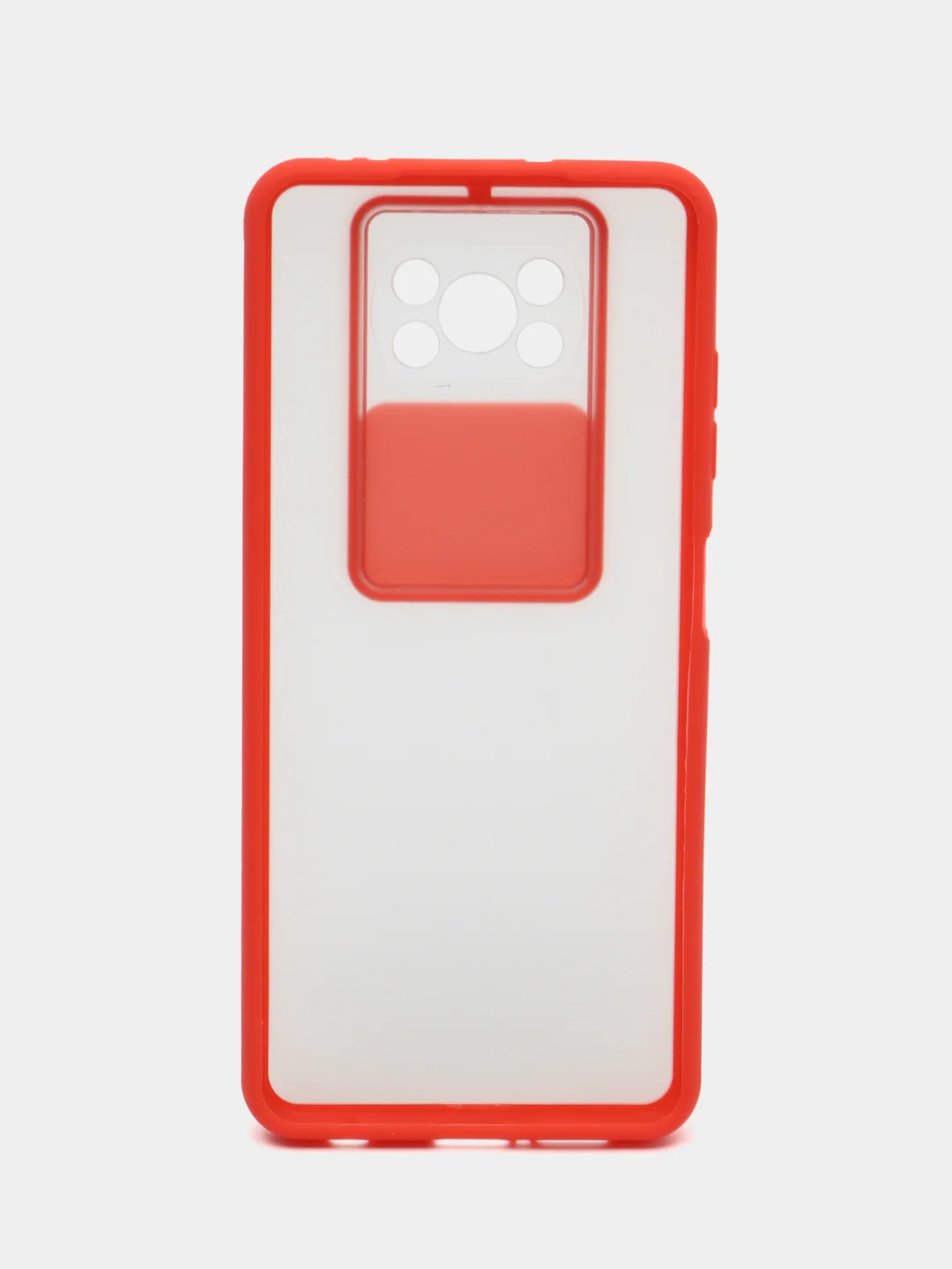 Красный чехол для Poco X3, Poco X3 Pro (Поко Х3) со шторкой для защиты камеры, прозрачный, матовый