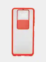 Красный чехол для Poco X3, Poco X3 Pro (Поко Х3) со шторкой для защиты камеры, прозрачный, матовый