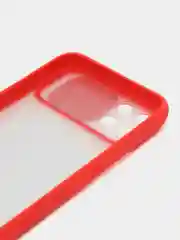 Красный чехол для Realme C11 (Реалми С11) со шторкой для защиты камеры, прозрачный, матовый