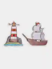 Морской набор наклеек для творчества с золотым тиснением