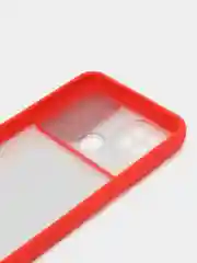 Красный чехол для Realme C21 (Реалми С21) со шторкой для защиты камеры, прозрачный, матовый