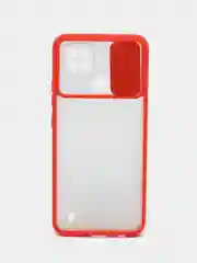 Красный чехол для Realme C21 (Реалми С21) со шторкой для защиты камеры, прозрачный, матовый