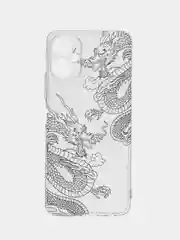 Пудровый чехол на Tecno Spark 9 Pro / Текно Спарк 9 Про прозрачный, с рисунком, защита камеры