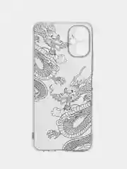 Пудровый чехол на Tecno Spark 9 Pro / Текно Спарк 9 Про прозрачный, с рисунком, защита камеры