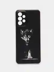 Серый меланж чехол силиконовый на Samsung Galaxy A23 / Самсунг А23 прозрачный с рисунком, защита камеры