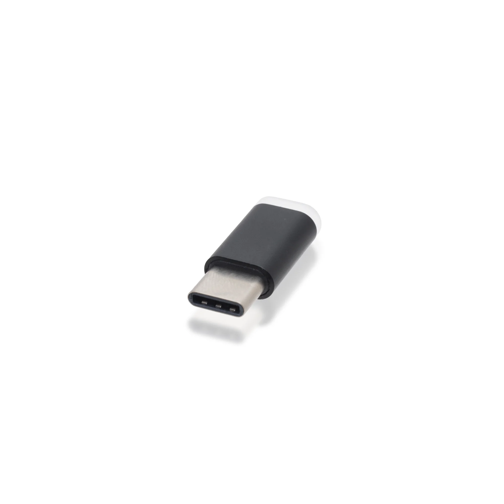 Черный адаптер-переходник, коннектор ROSCO с MicroUSB на Type-C для передачи данных, зарядки