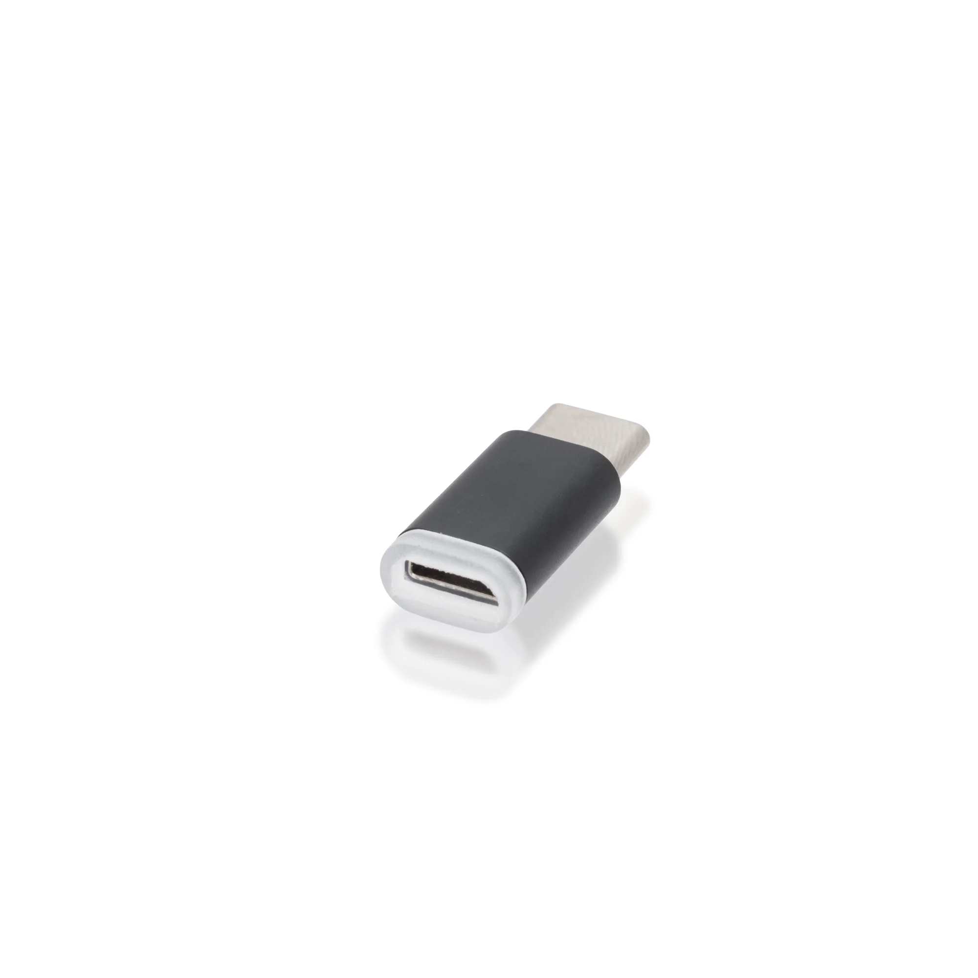 Черный адаптер-переходник, коннектор ROSCO с MicroUSB на Type-C для передачи данных, зарядки