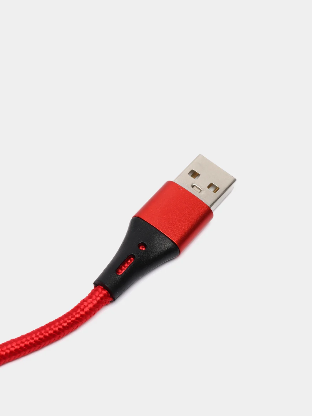 Красный нейлоновый кабель для зарядки Type-C / microUSB с подсветкой коннектора