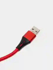 Красный нейлоновый кабель для зарядки Type-C / microUSB с подсветкой коннектора
