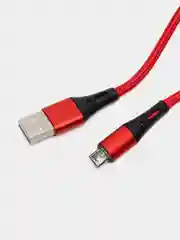 Красный нейлоновый кабель для зарядки Type-C / microUSB с подсветкой коннектора