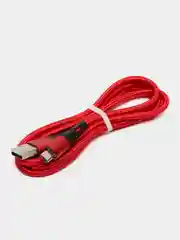 Красный нейлоновый кабель для зарядки Type-C / microUSB с подсветкой коннектора