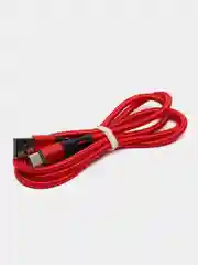 Красный нейлоновый кабель для зарядки Type-C / microUSB с подсветкой коннектора