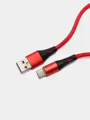 Красный нейлоновый кабель для зарядки Type-C / microUSB с подсветкой коннектора
