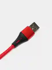 Красный нейлоновый кабель для зарядки Type-C / microUSB с подсветкой коннектора