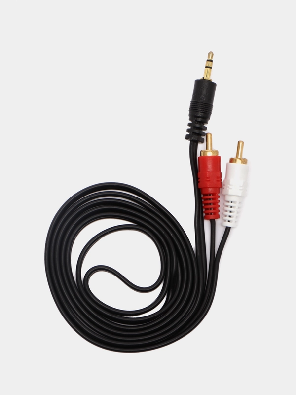 Аудио кабель аукс на тюльпаны 3.5 на 2RCA, длина 146 см