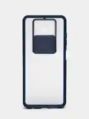 Синий чехол для Poco X3, Poco X3 Pro (Поко Х3) со шторкой для защиты камеры, прозрачный, матовый