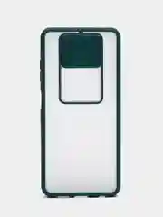 Зеленый чехол для Poco X3, Poco X3 Pro (Поко Х3) со шторкой для защиты камеры, прозрачный, матовый