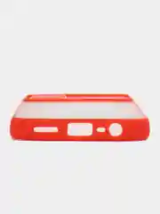 Красный чехол для Realme C25 (Реалми С25) со шторкой для защиты камеры, прозрачный, матовый