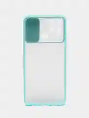 Мятный чехол для Realme C25 (Реалми С25) со шторкой для защиты камеры, прозрачный, матовый