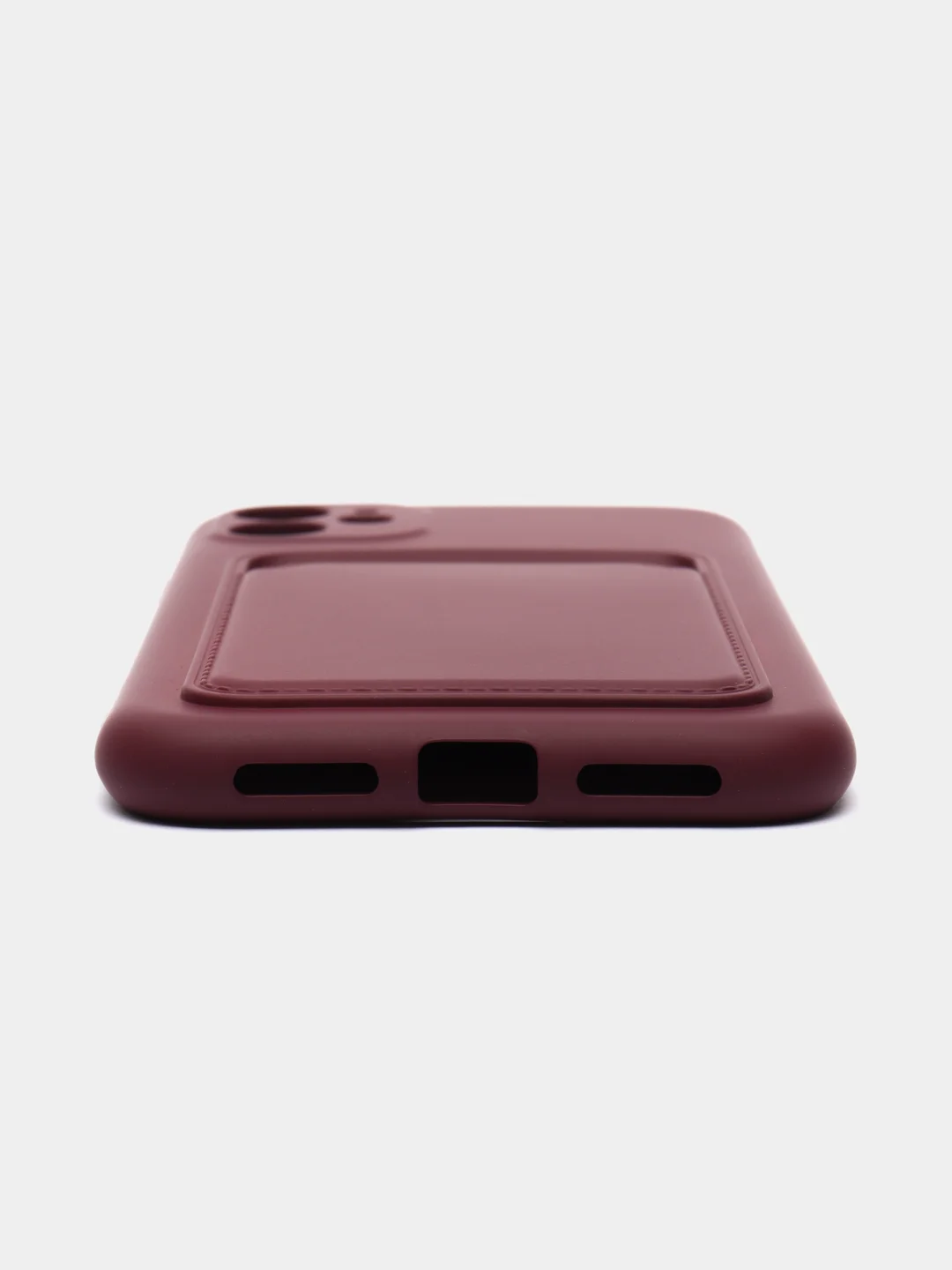 Багровый чехол на iPhone (Айфон) 11, 13, 14, 7 8 Plus X XR XS, 12 Mini Pro Max, с карманом для карт