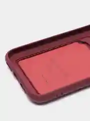 Багровый чехол на iPhone (Айфон) 11, 13, 14, 7 8 Plus X XR XS, 12 Mini Pro Max, с карманом для карт