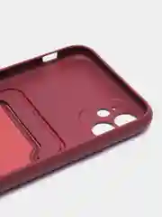 Багровый чехол на iPhone (Айфон) 11, 13, 14, 7 8 Plus X XR XS, 12 Mini Pro Max, с карманом для карт