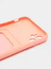 Розовый чехол на iPhone (Айфон) 11, 13, 14, 7 8 Plus X XR XS, 12 Mini Pro Max, с карманом для карт