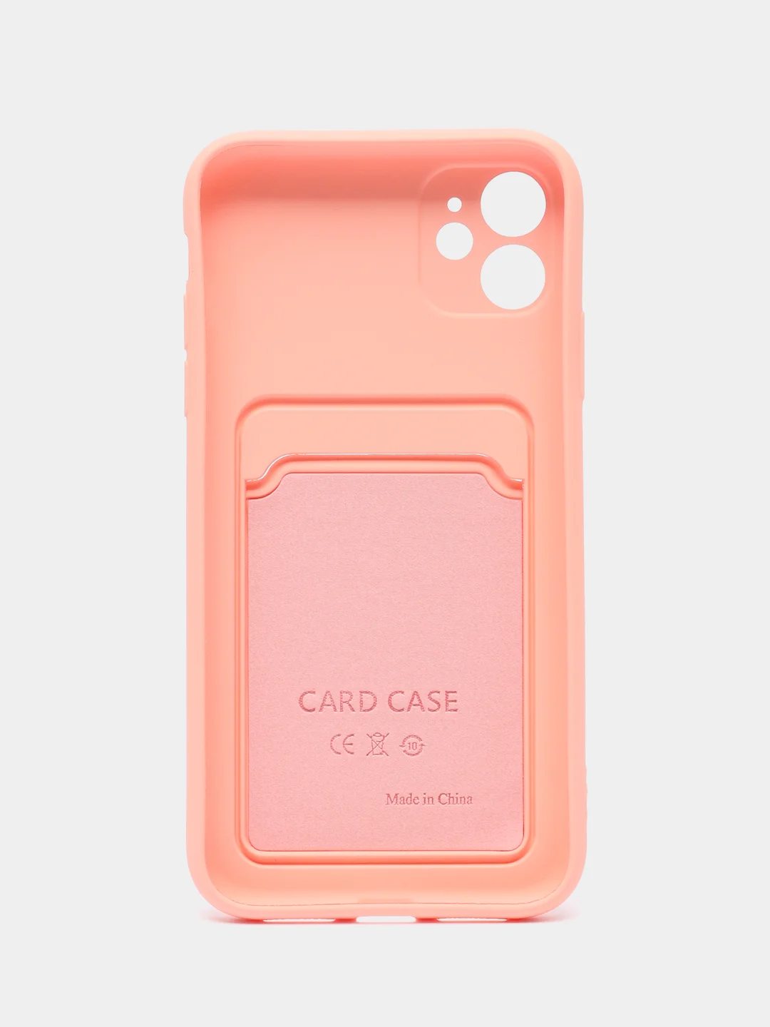 Розовый чехол на iPhone (Айфон) 11, 13, 14, 7 8 Plus X XR XS, 12 Mini Pro Max, с карманом для карт