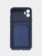 Розовый чехол на iPhone (Айфон) 11, 13, 14, 7 8 Plus X XR XS, 12 Mini Pro Max, с карманом для карт