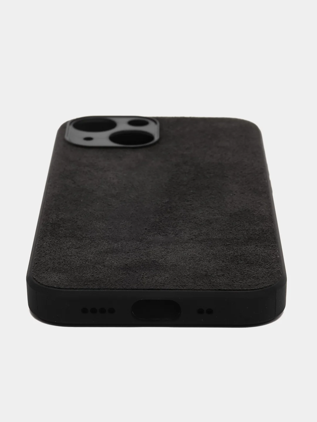 Черный люксовый чехол для Apple iPhone 13 mini алькантара BROSCORP замшевый, пластиковый+ силикон