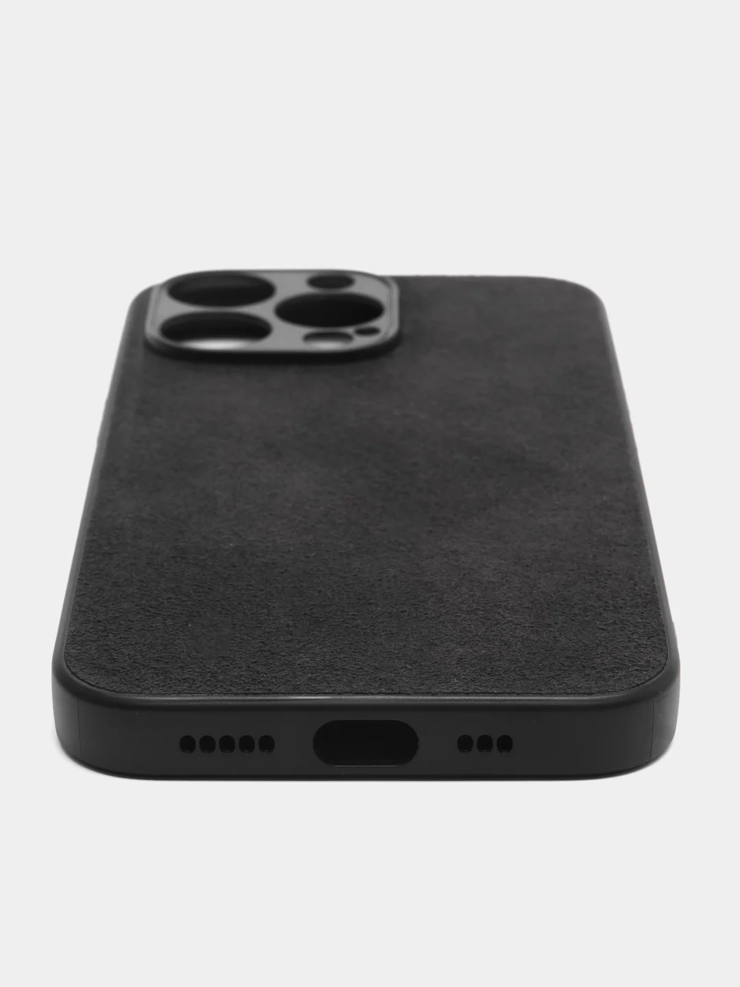Черный люксовый чехол для Apple iPhone 13 Pro алькантара BROSCORP, замшевый, пластиковый+ силикон