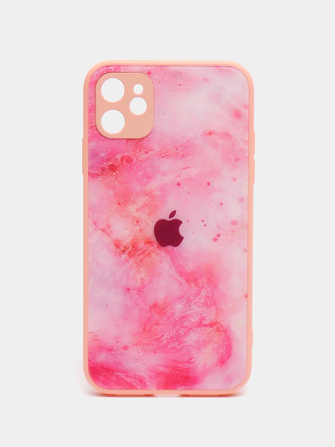 Розовый чехол для iPhone 11 / 12 / 13 Pro Max, Айфон, с закаленным стеклом на задней панели