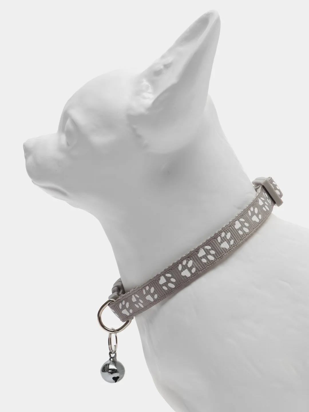 Серый ошейник для кошек и собак мелких пород, с колокольчиком