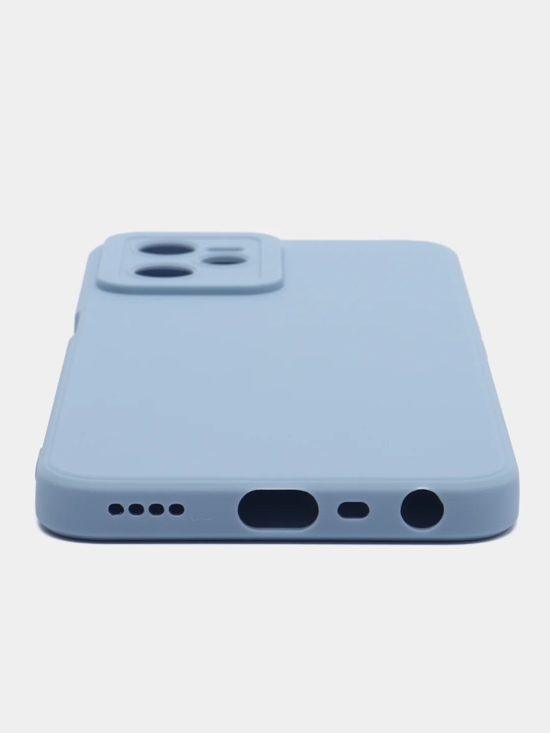 Голубой чехол силиконовый Realme C35 (Реалми С35) с защитой камеры, матовый