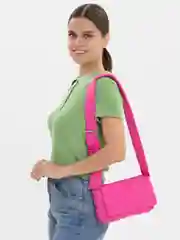 Фуксия женская болоньевая дутая сумка через плечо